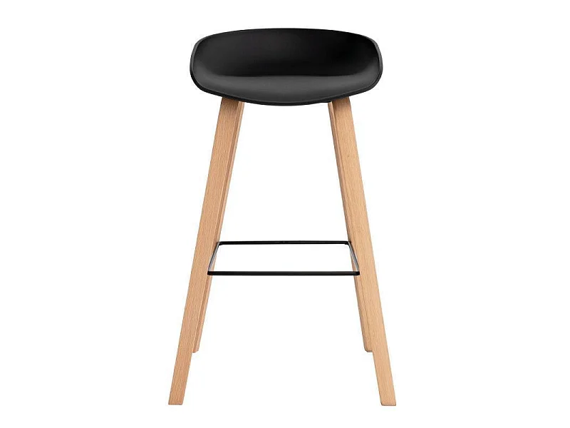 Tabouret nordique en bois de hêtre et assise noir Korane 76cm