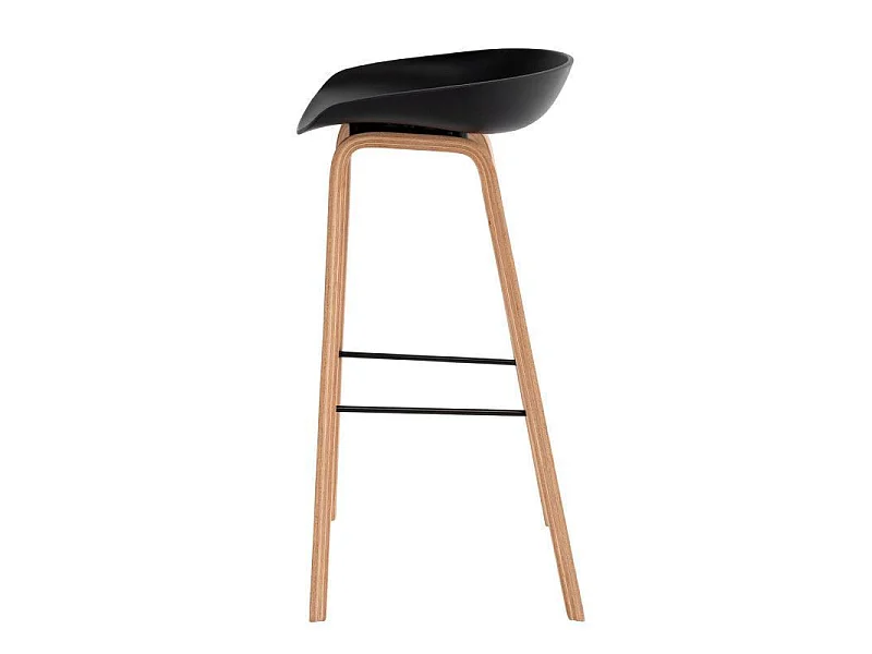 Tabouret nordique en bois de hêtre et assise noir Korane 76cm