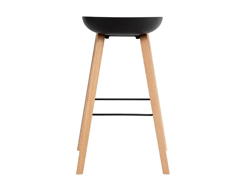 Tabouret nordique en bois de hêtre et assise noir Korane 76cm