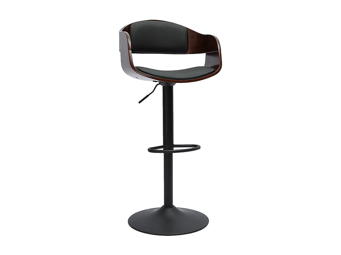 Sgabello da bar design regolabile nero e legno scuro EUSTACHE