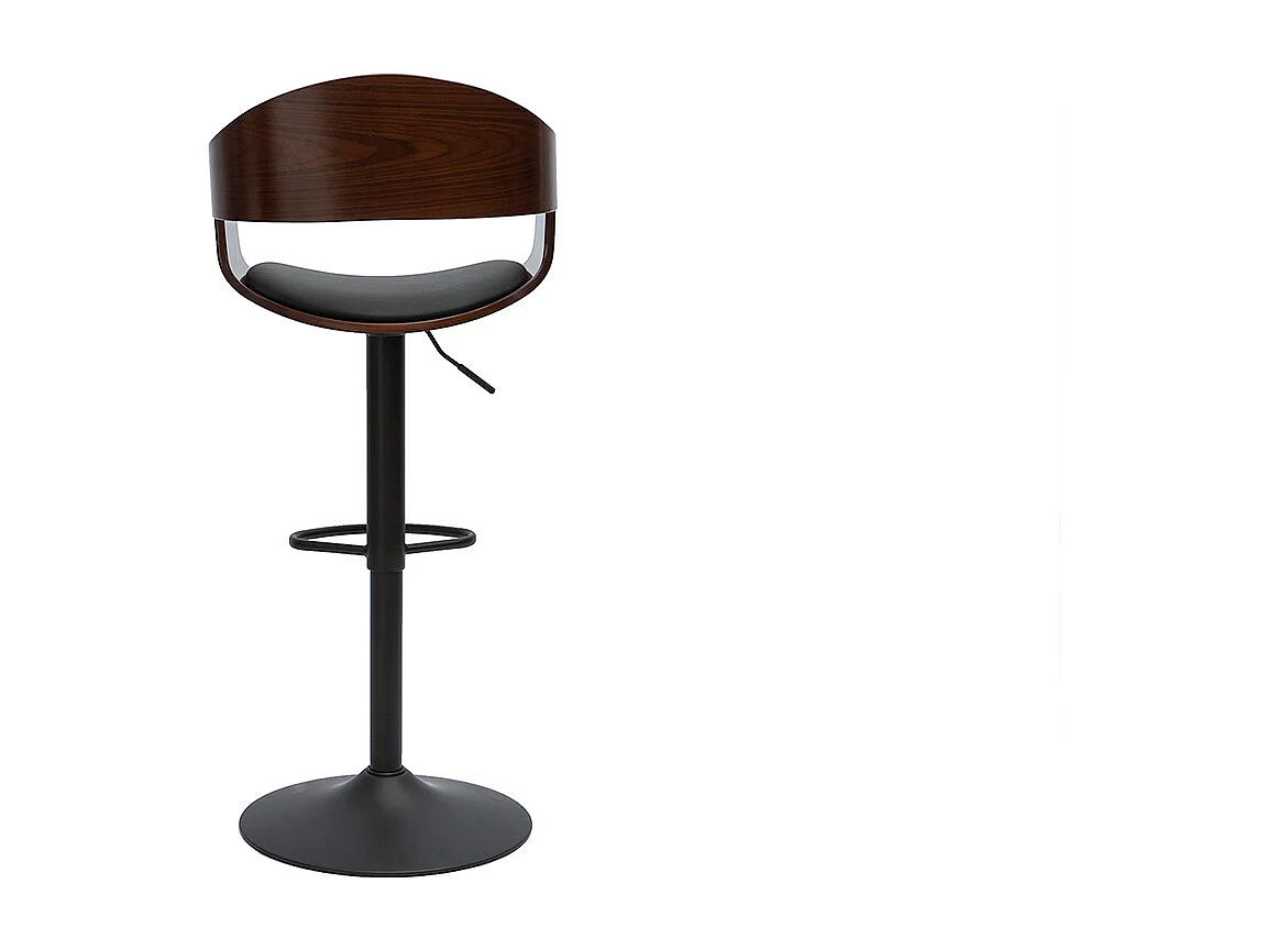 Sgabello da bar design regolabile nero e legno scuro EUSTACHE