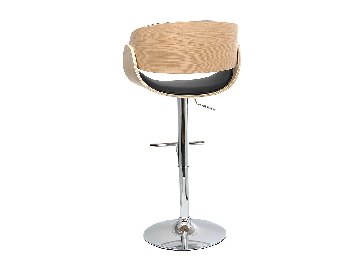 Tabouret de bar design réglable noir et bois clair BENT