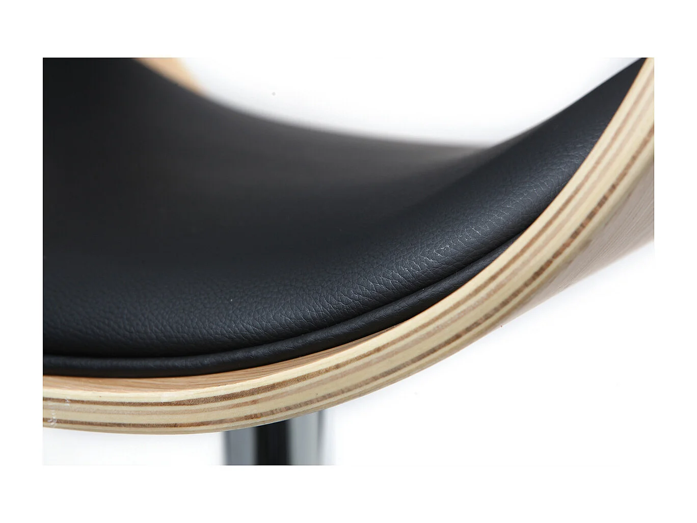 Tabouret de bar design réglable noir et bois clair BENT