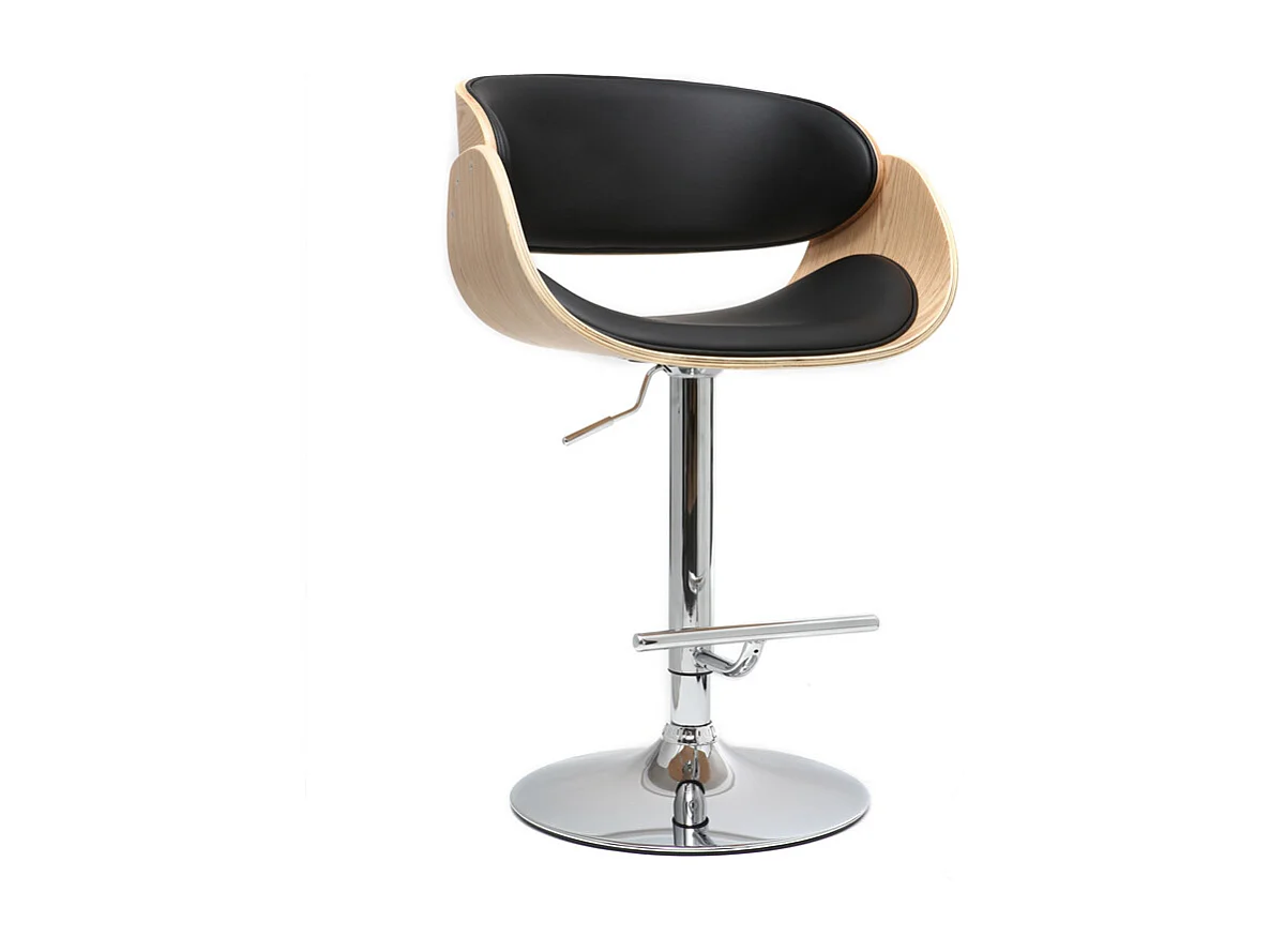 Design-Barhocker Schwarz und helles Holz BENT