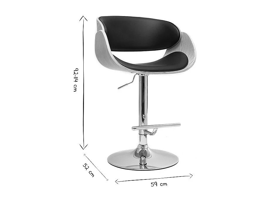 Design-Barhocker Schwarz und helles Holz BENT