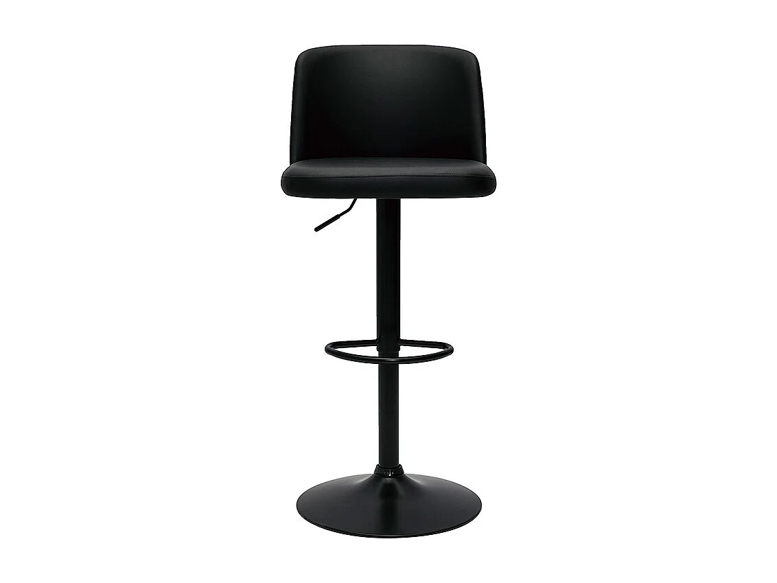 Set de 2 taburetes de cocina ajustables de poliuretano negro y metal negro MONTI