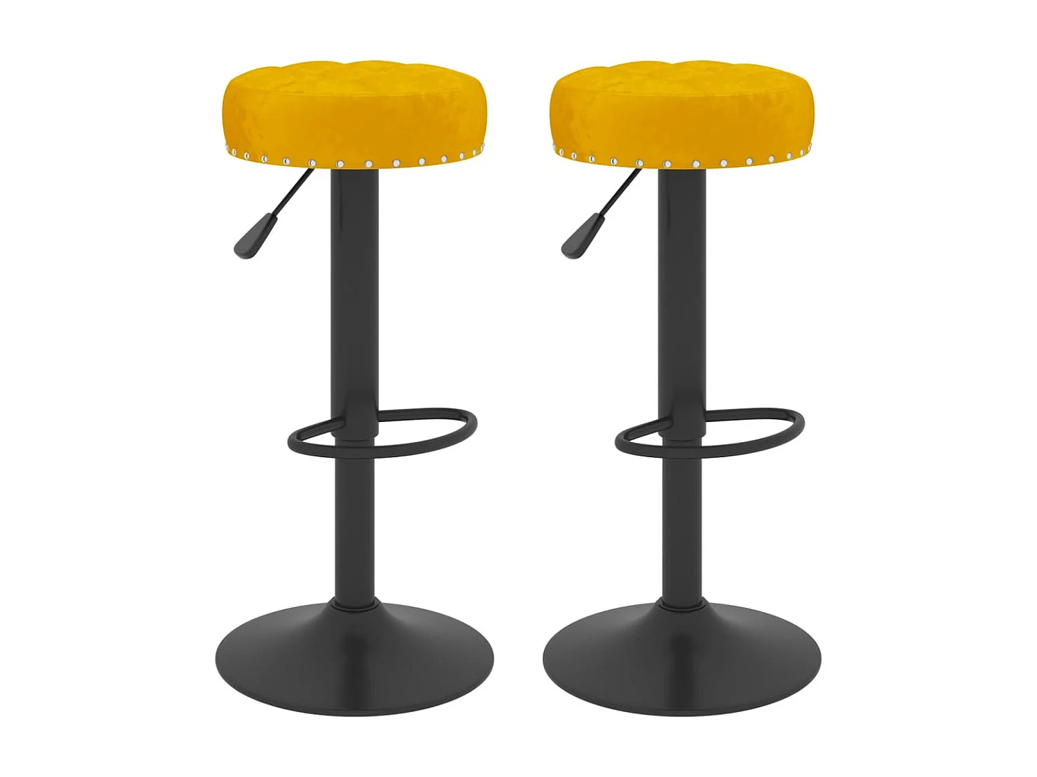 Tabourets de bar 2 pcs Jaune moutarde Velours 6