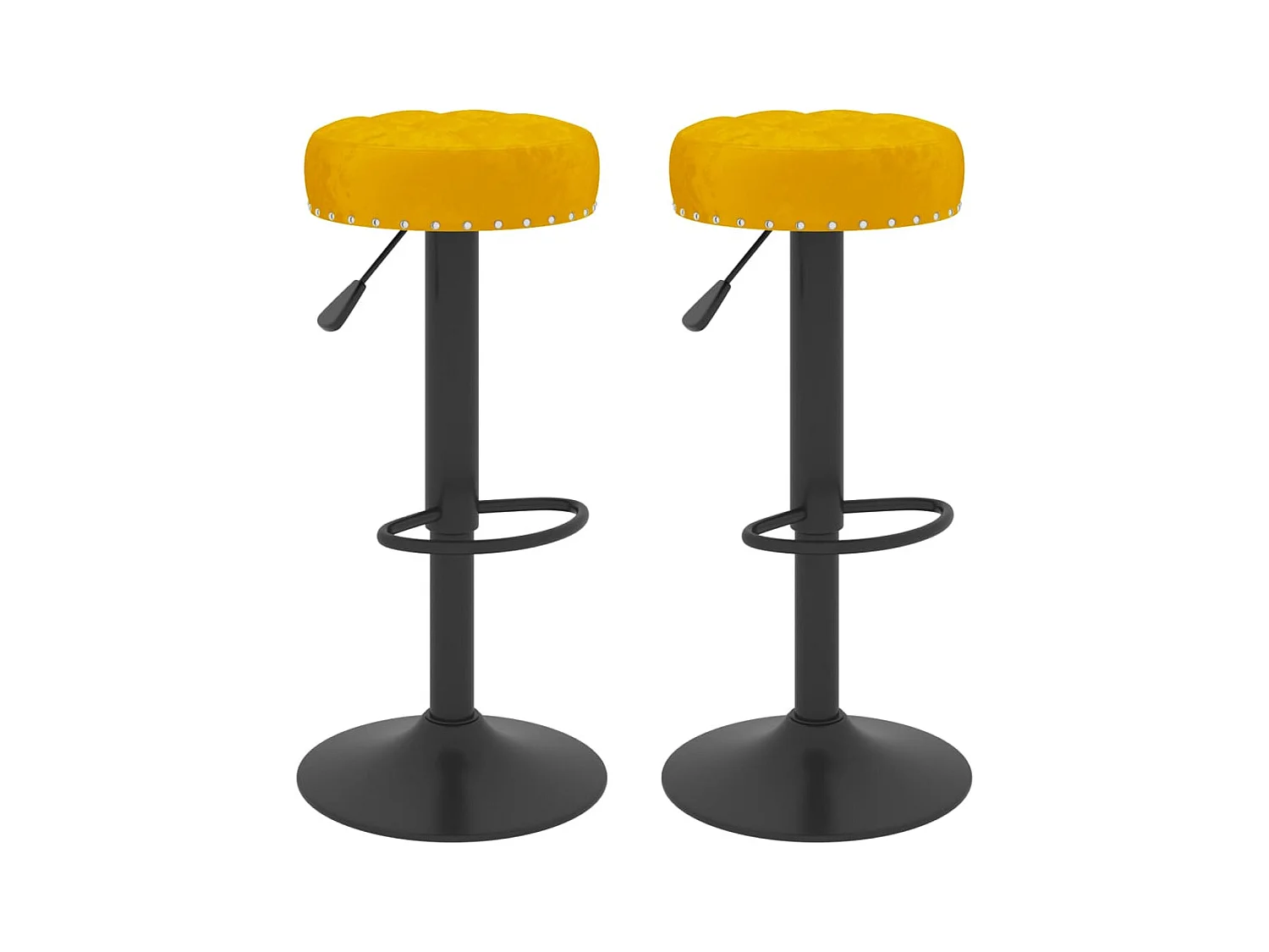 Tabourets de bar 2 pcs Jaune moutarde Velours 6