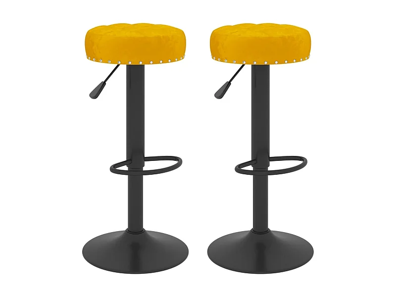 Tabourets de bar 2 pcs Jaune moutarde Velours 6