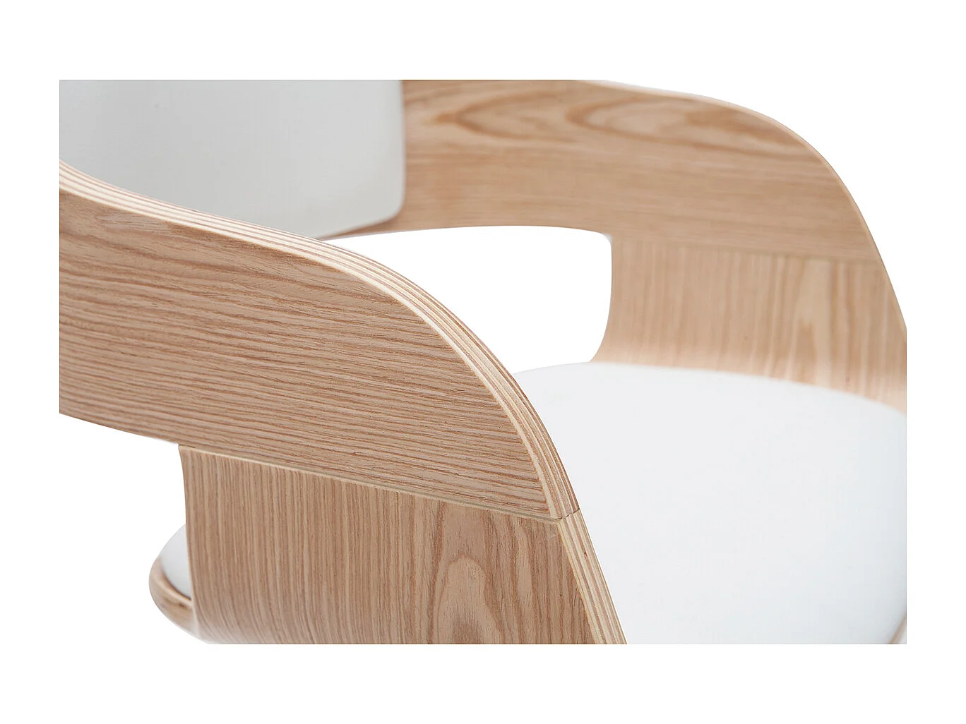 Taburete de bar moderno regulable blanco y madera clara EUSTACHE