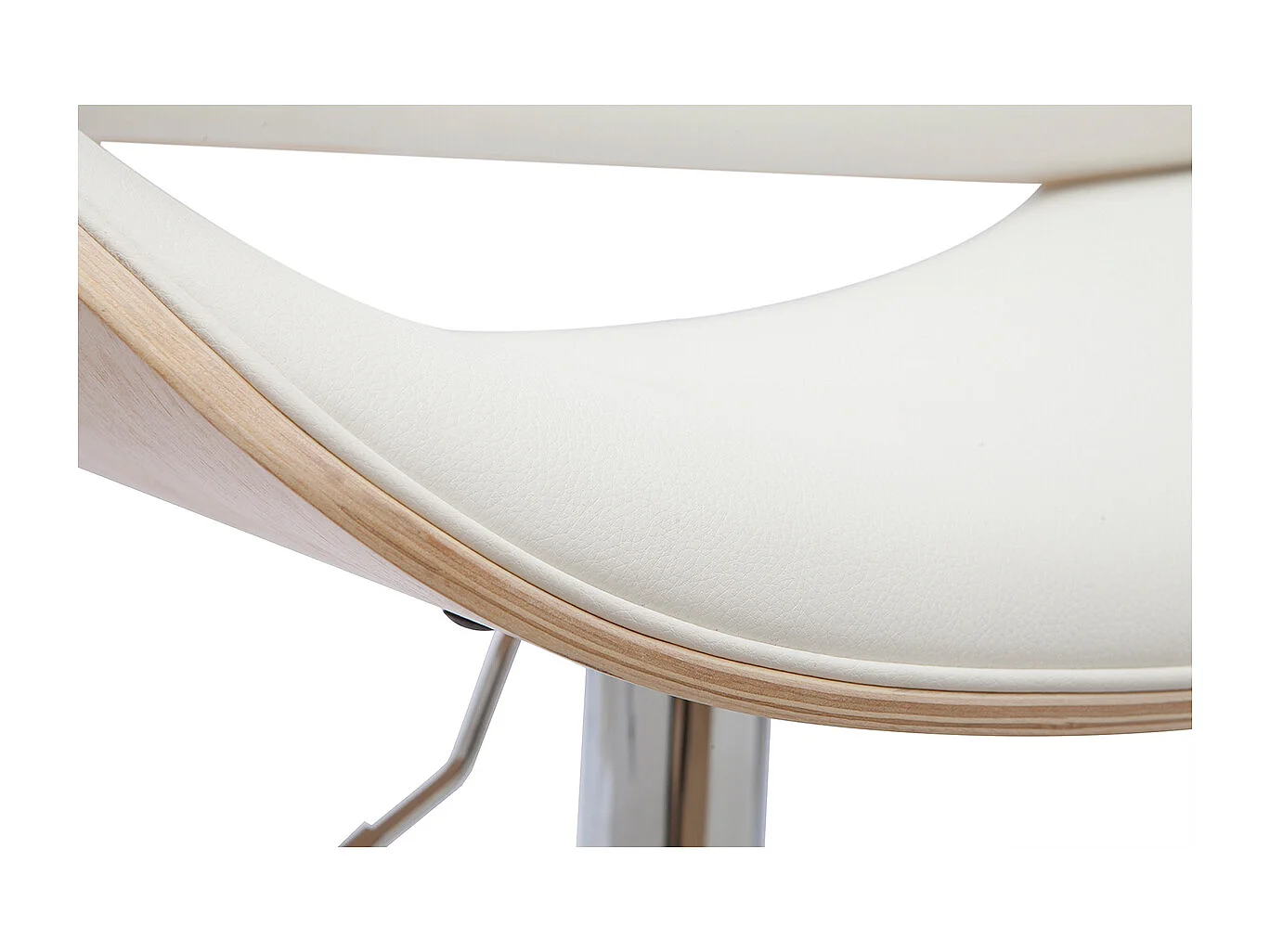 Taburete de cocina de diseño regulable blanco con tonos de madera clara CLASH