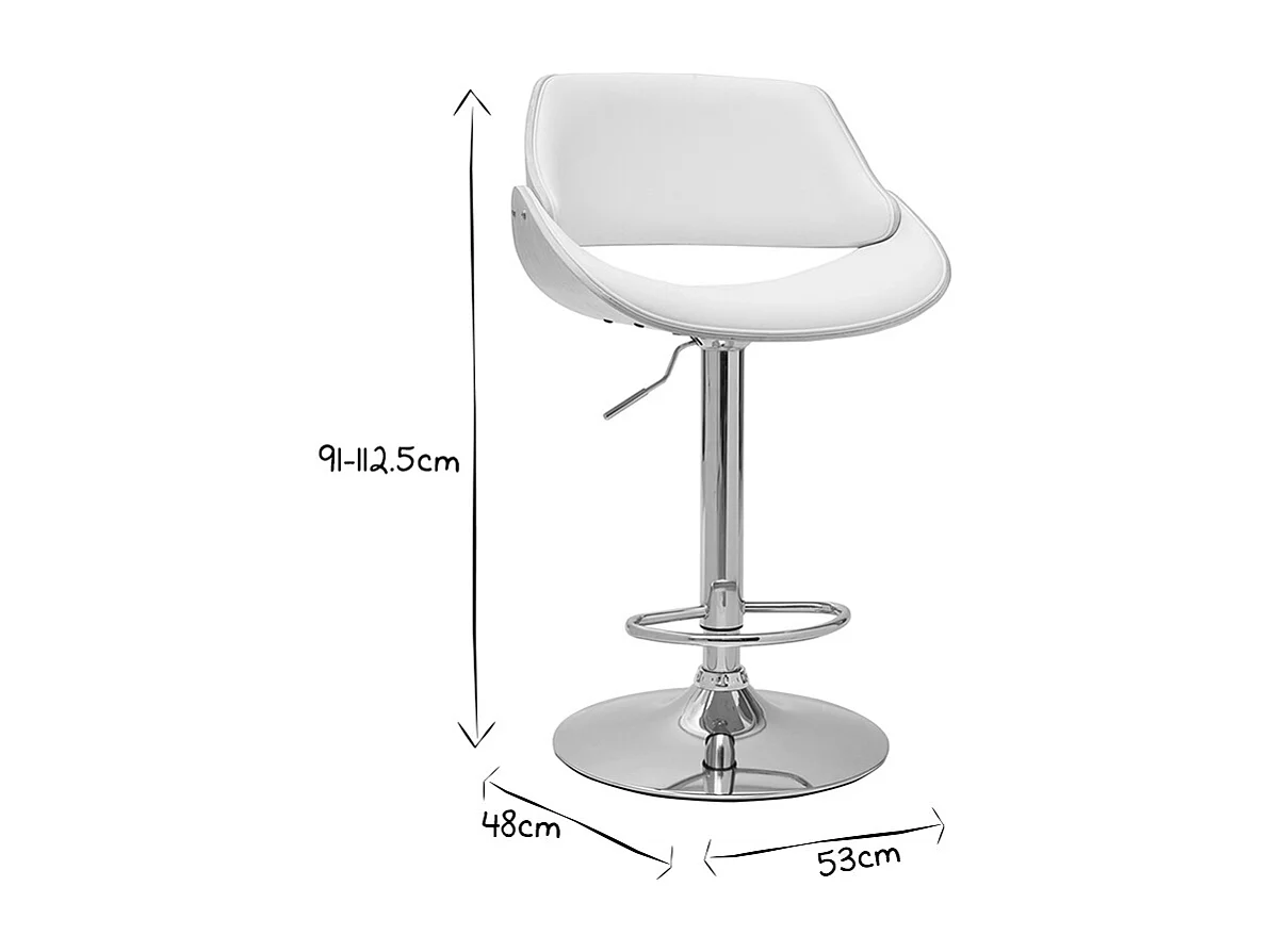 Tabouret de bar design réglable pivotant 360° blanc et bois clair CLASH