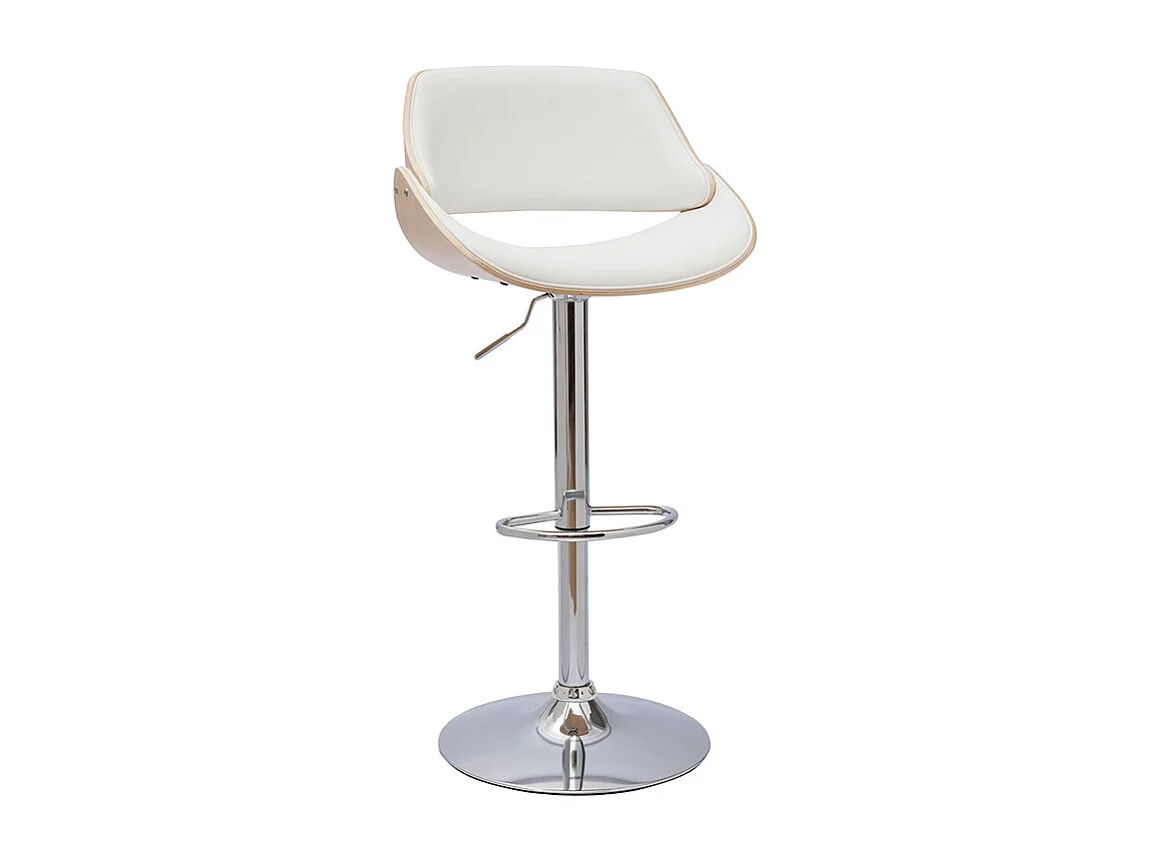Design-Barhocker höhenverstellbar weiß und helles Holz CLASH