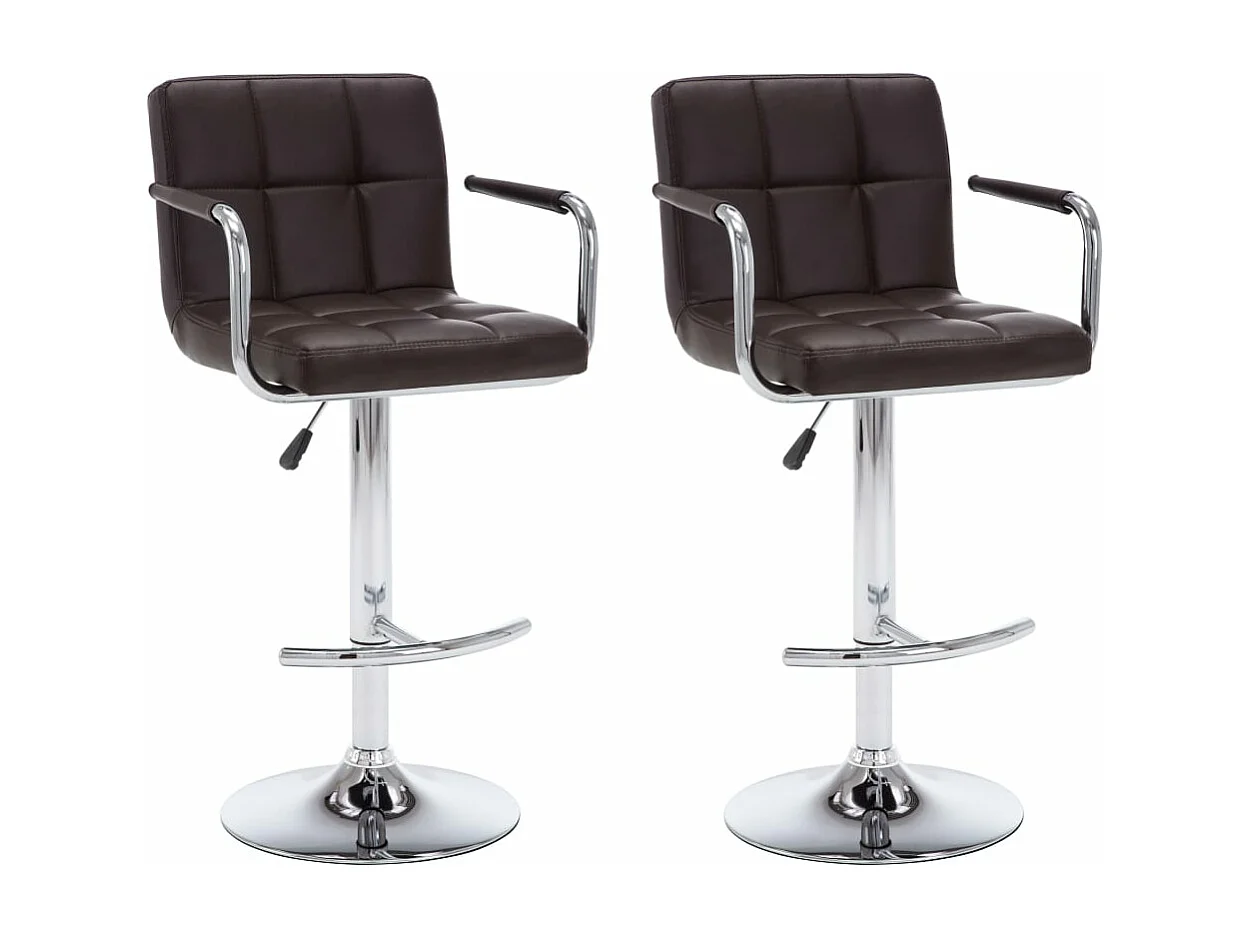 Tabourets de bar 2 pcs Marron Similicuir Kila