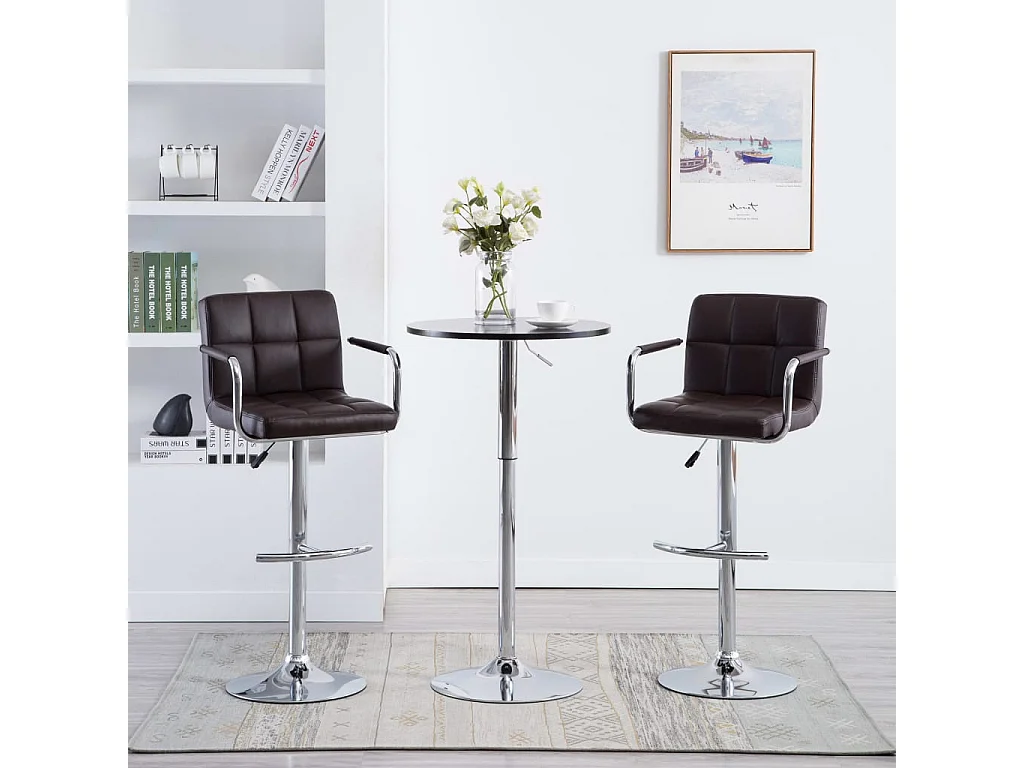 Tabourets de bar 2 pcs Marron Similicuir Kila