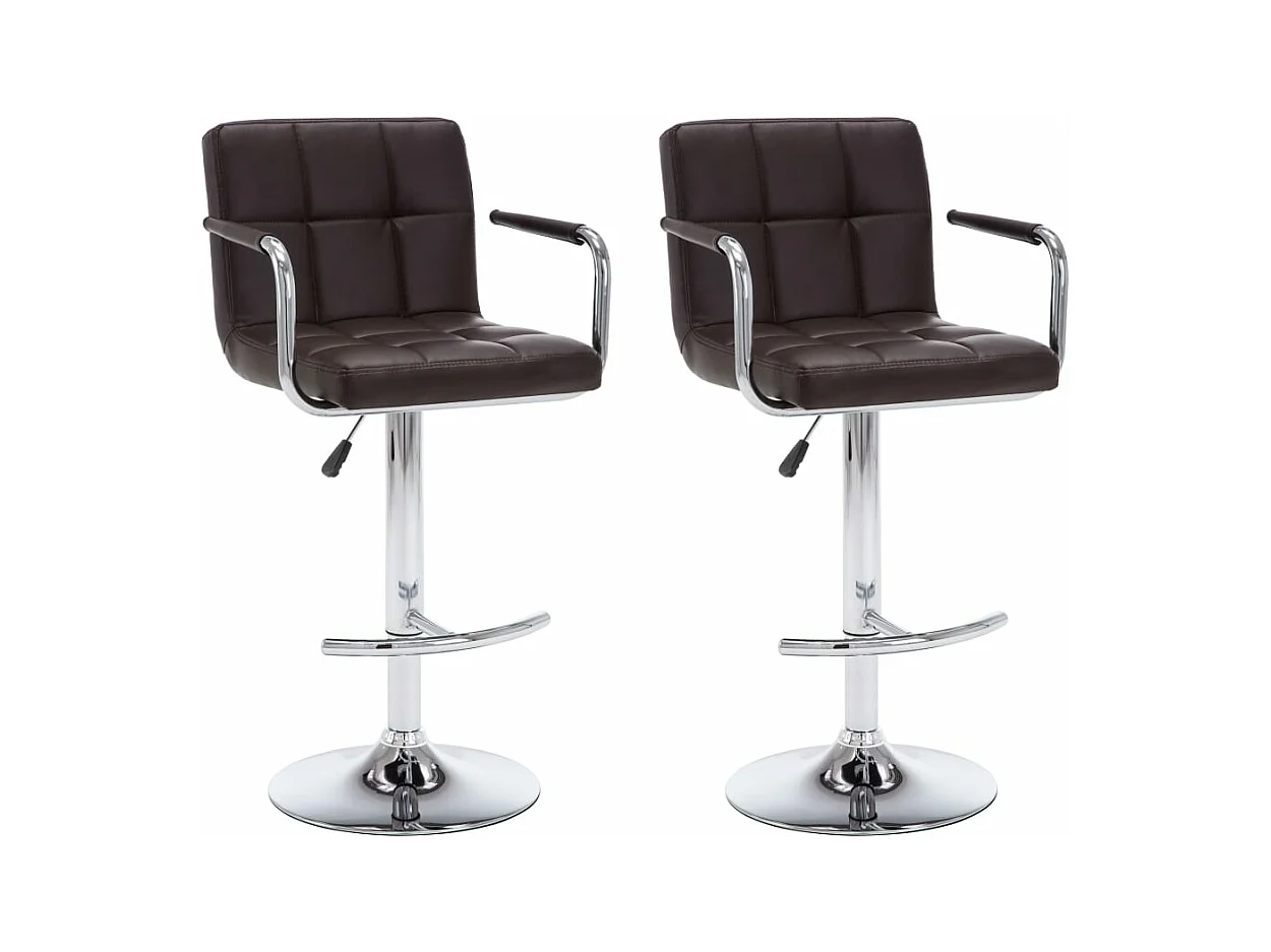 Tabourets de bar 2 pcs Marron Similicuir Kila
