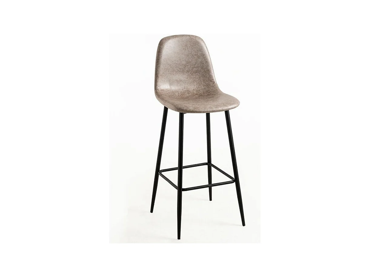 Tabouret de bar style vintage simili cuir et acier noir Kony 77cm-Couleur Marron clair