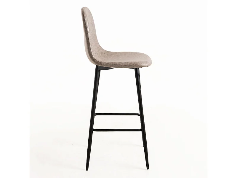 Taburete de bar estilo vintage en símil piel y acero negro Kony 77 cm-Color Marrón claro