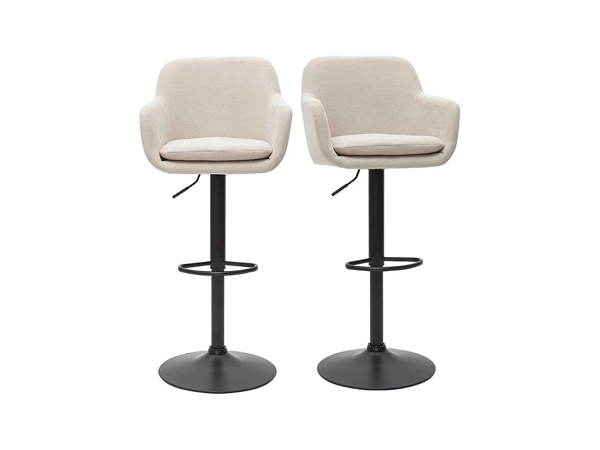 Tabourets de bar réglables tissu effet velours beige et métal (lot de 2) AMIKA