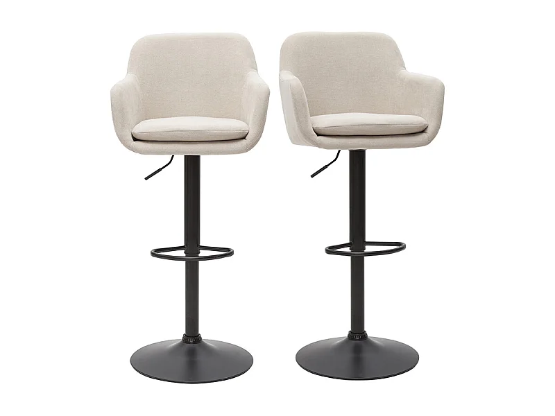 Tabourets de bar réglables tissu effet velours beige et métal (lot de 2) AMIKA