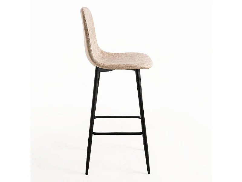 Tabouret de bar style vintage simili cuir et acier noir Kony 77cm-Couleur Beige clair