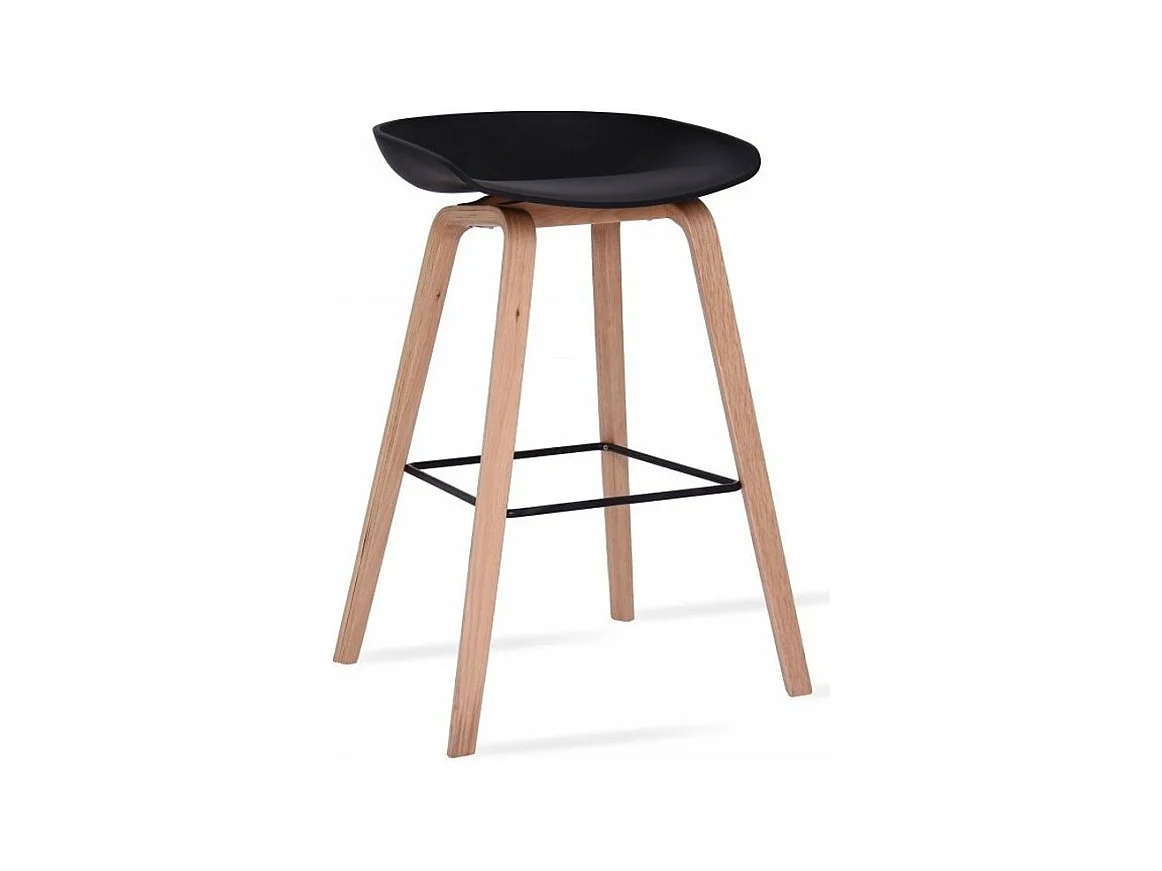 Tabouret nordique en bois de hêtre et assise noir Korane 66cm
