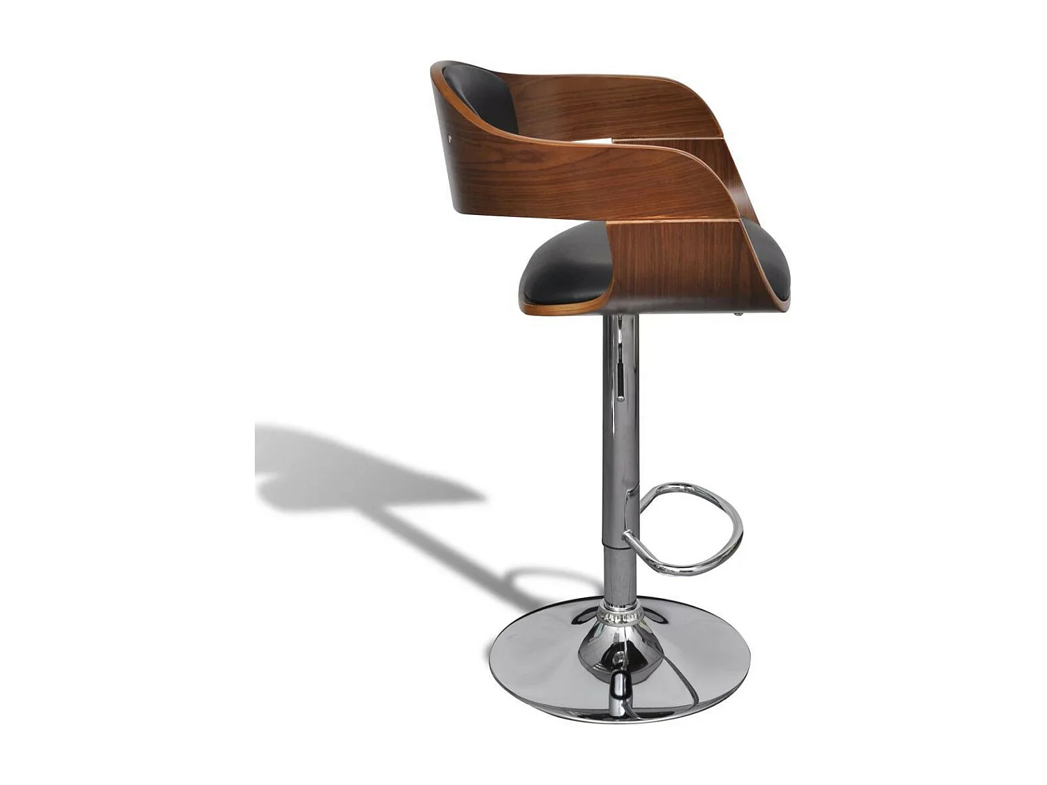 Chaise de bar simili cuir noir et bois marron Army