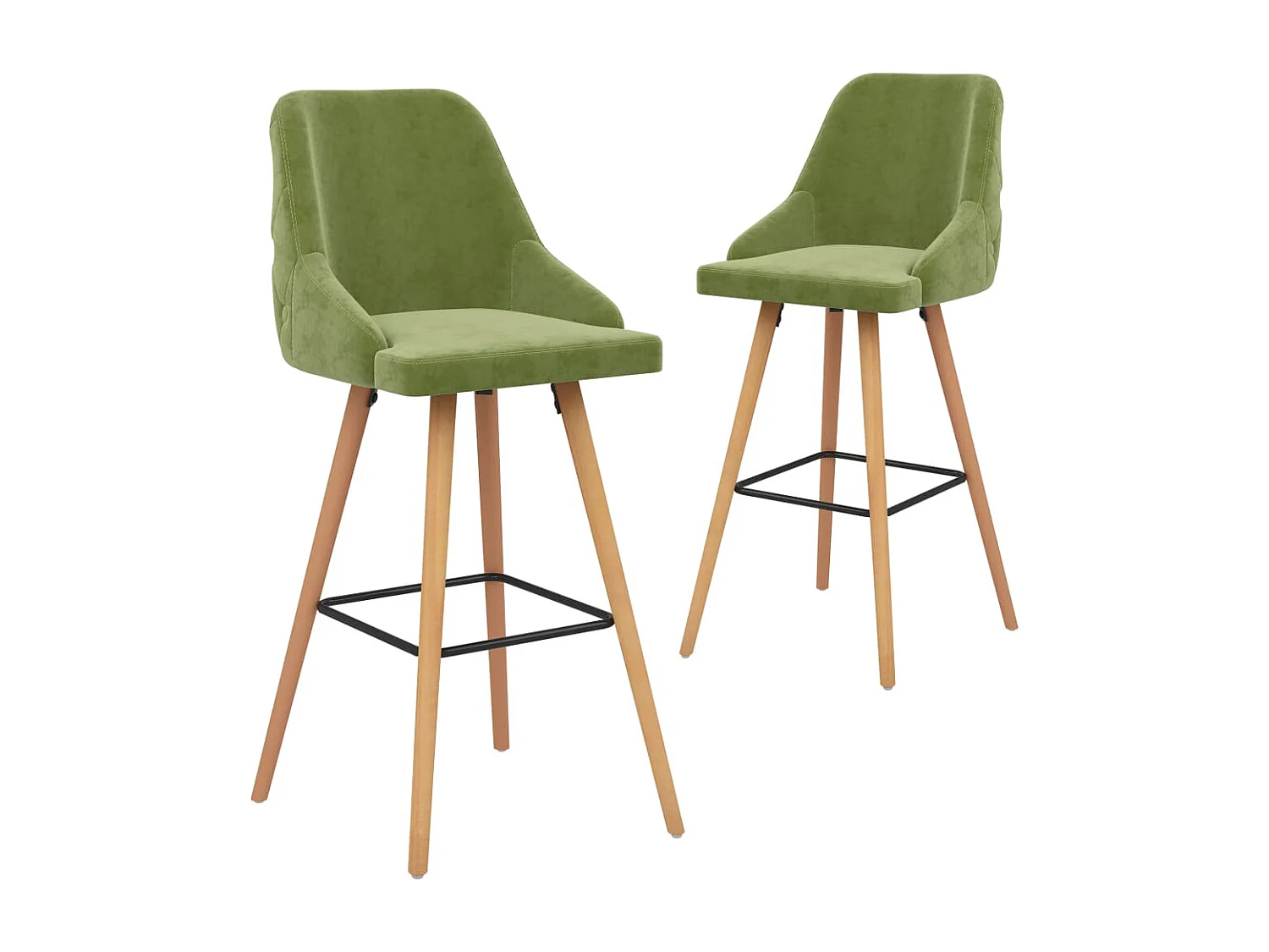Tabourets de bar 2 pcs Vert clair Velours Lounga