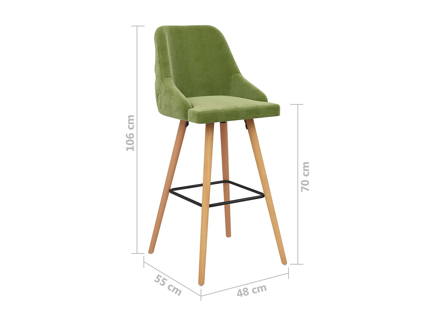 Tabourets de bar 2 pcs Vert clair Velours Lounga