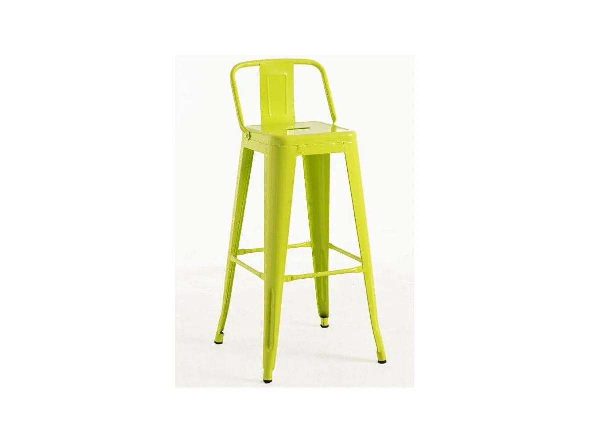 Tabouret avec dossier 74cm Kontoir en acier brillant - Design industriel et élégant-Couleur Vert pistache