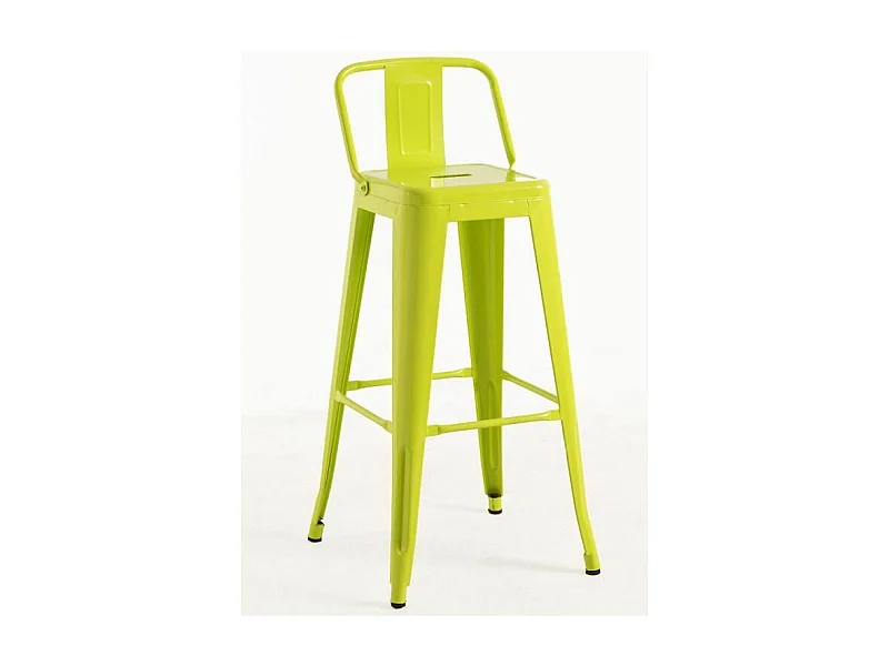 Tabouret avec dossier 74cm Kontoir en acier brillant - Design industriel et élégant-Couleur Vert pistache
