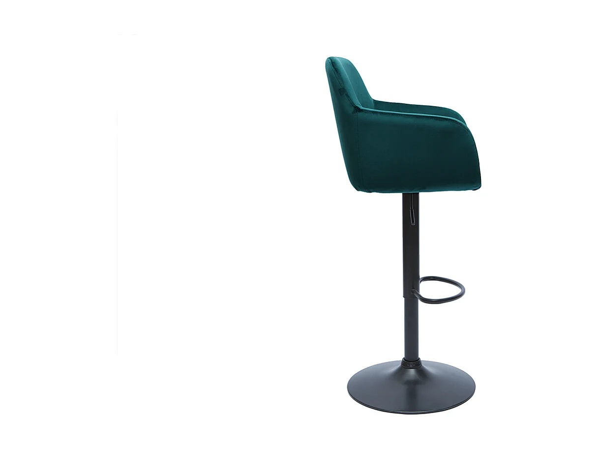 Sgabelli da bar regolabili in tessuto di velluto blu petrolio e metallo nero (set di 2) AMIKA