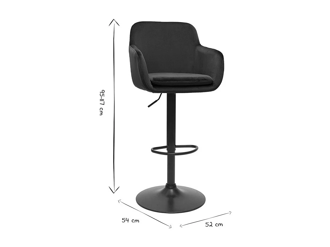 Sgabelli da bar regolabili in tessuto di velluto blu petrolio e metallo nero (set di 2) AMIKA