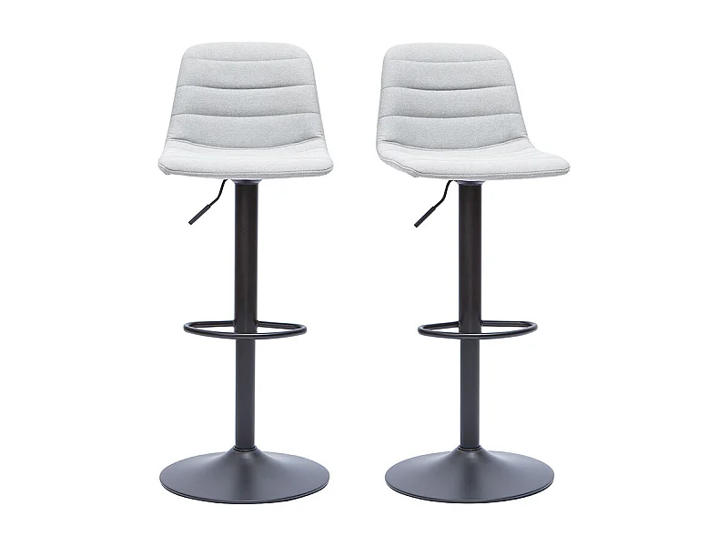 Tabourets de bar réglables en tissu gris clair et métal (lot de 2) SAURY