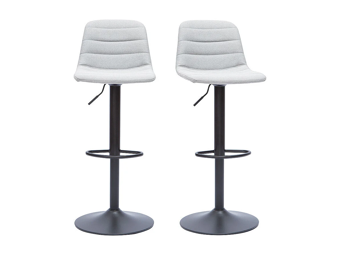 Tabourets de bar réglables en tissu gris clair et métal (lot de 2) SAURY
