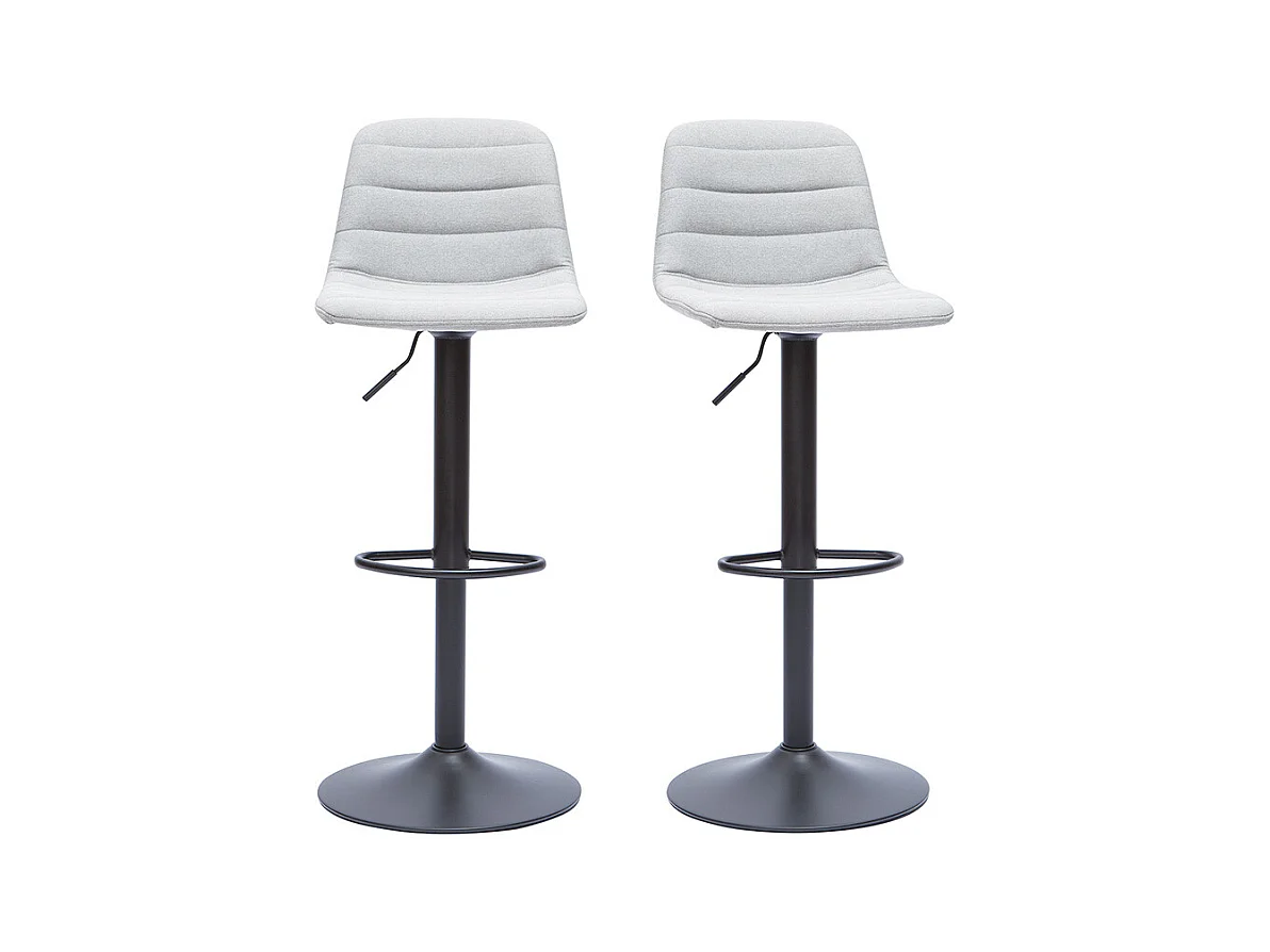 Tabourets de bar réglables en tissu gris clair et métal (lot de 2) SAURY