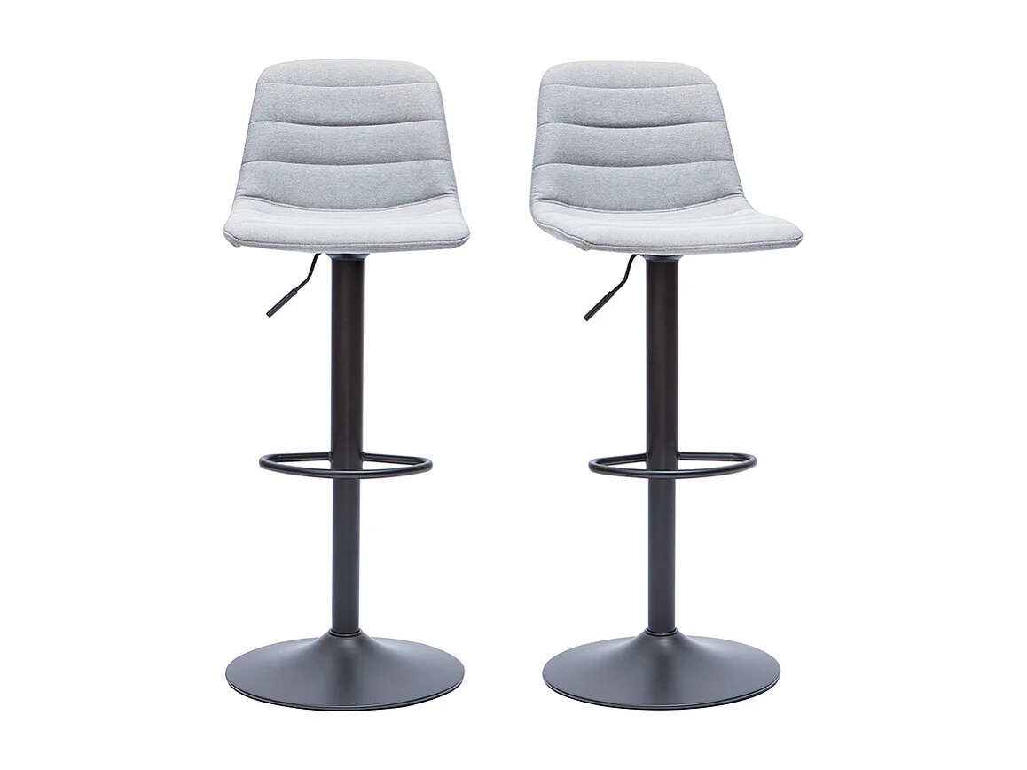 Taburetes de bar ajustables giratorios 360° en tejido gris claro y metal (lote de 2) SAURY