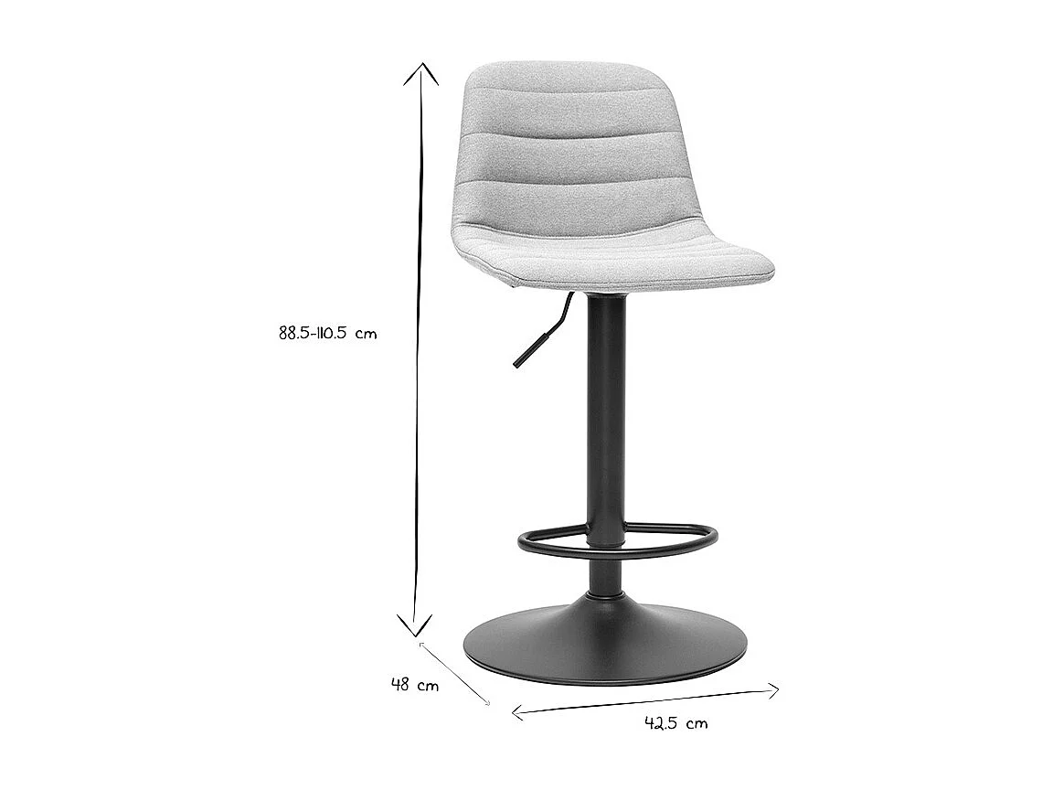 Taburetes de bar ajustables giratorios 360° en tejido gris claro y metal (lote de 2) SAURY