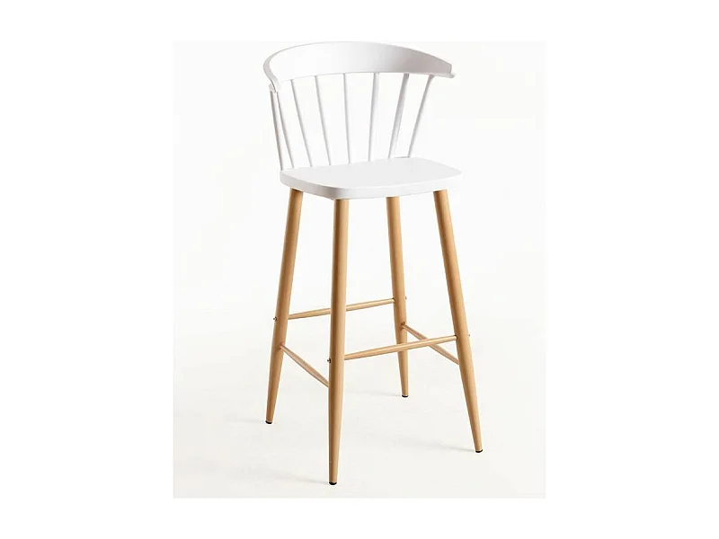 Silla de bar blanca con patas de metal efecto natural Kury 77 cm