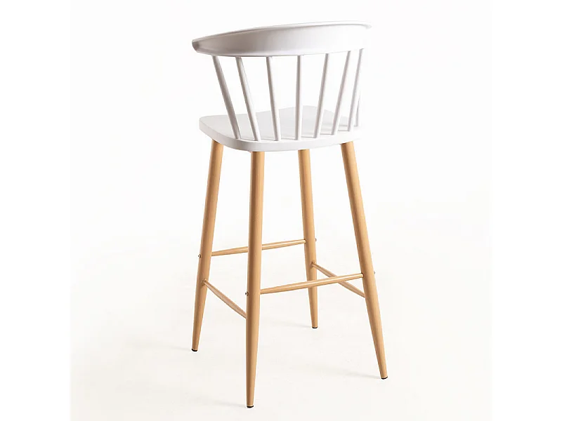 Chaise de bar blanche avec pieds en métal effet naturel Kury 77cm