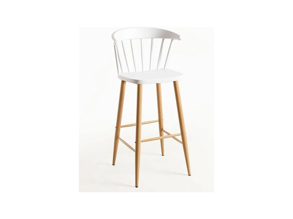 Silla de bar blanca con patas de metal efecto natural Kury 77 cm