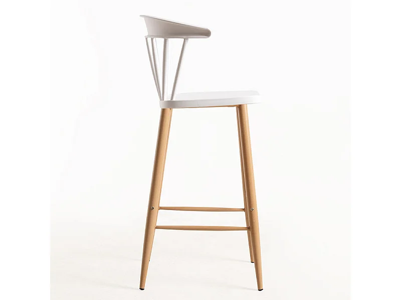 Silla de bar blanca con patas de metal efecto natural Kury 77 cm