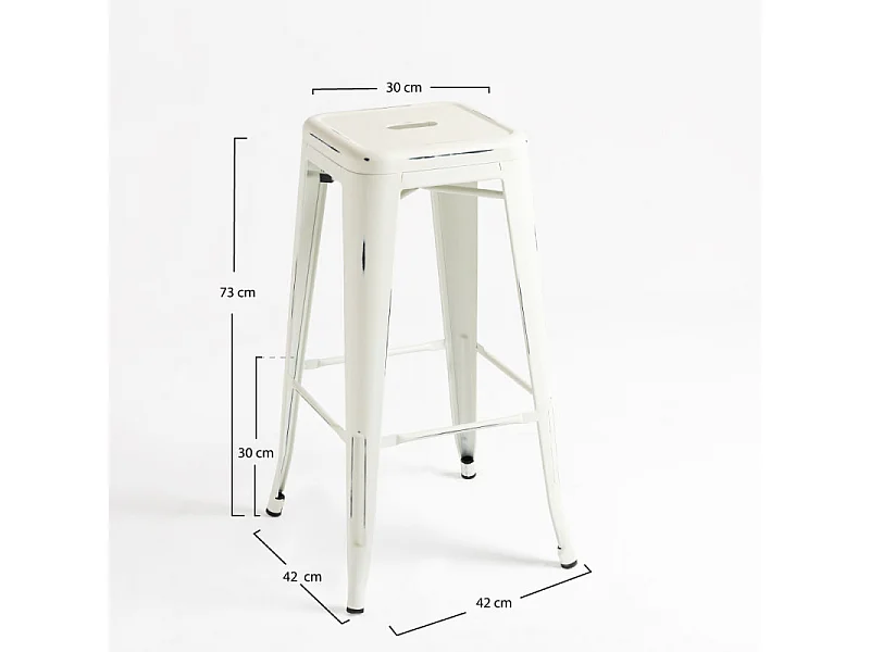 Kaufé 76cm taburete industrial vintage de acero rojo-Color Blanco