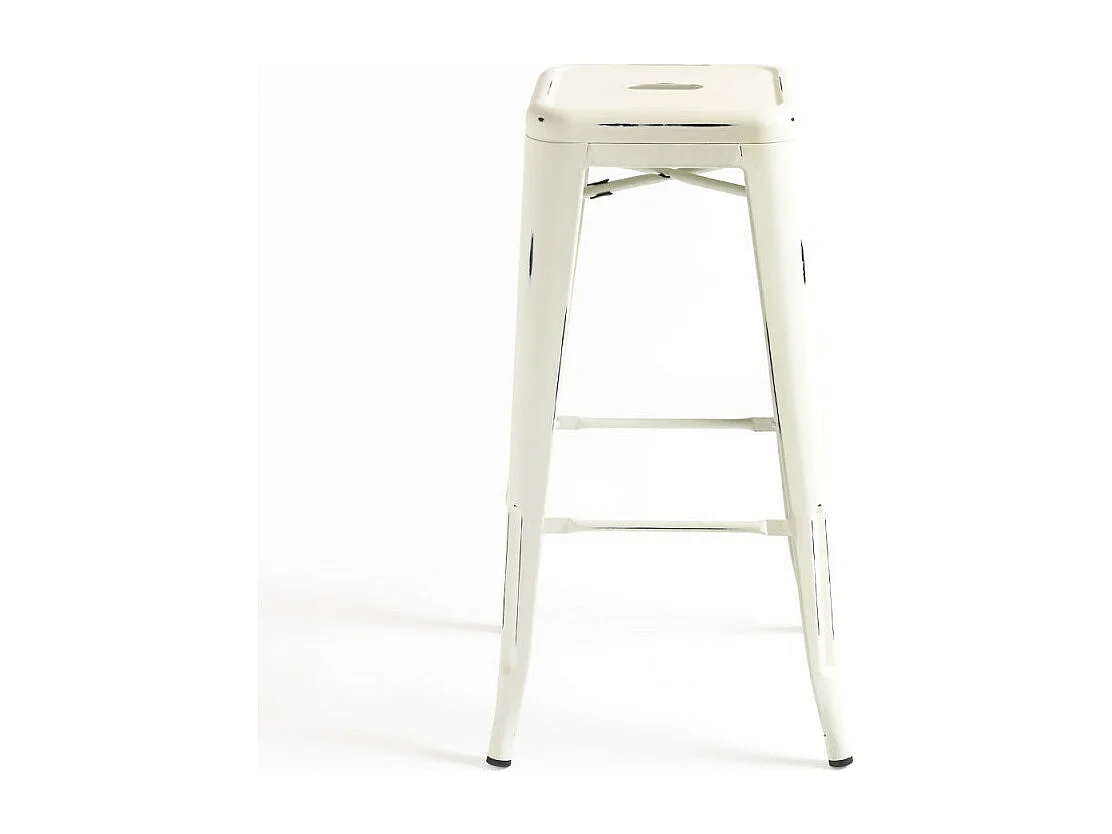 Tabouret haut industrielle acier vintage Kontoir 76cm-Couleur Blanc