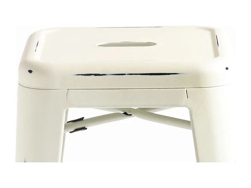 Tabouret haut industrielle acier vintage Kontoir 76cm-Couleur Blanc