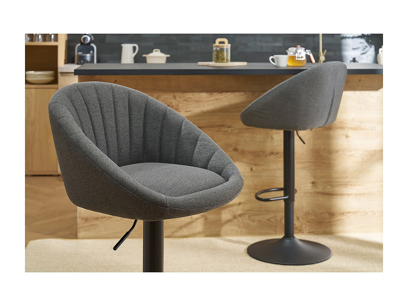 Tabourets de bar réglables design gris anthracite (lot de 2) SHERU