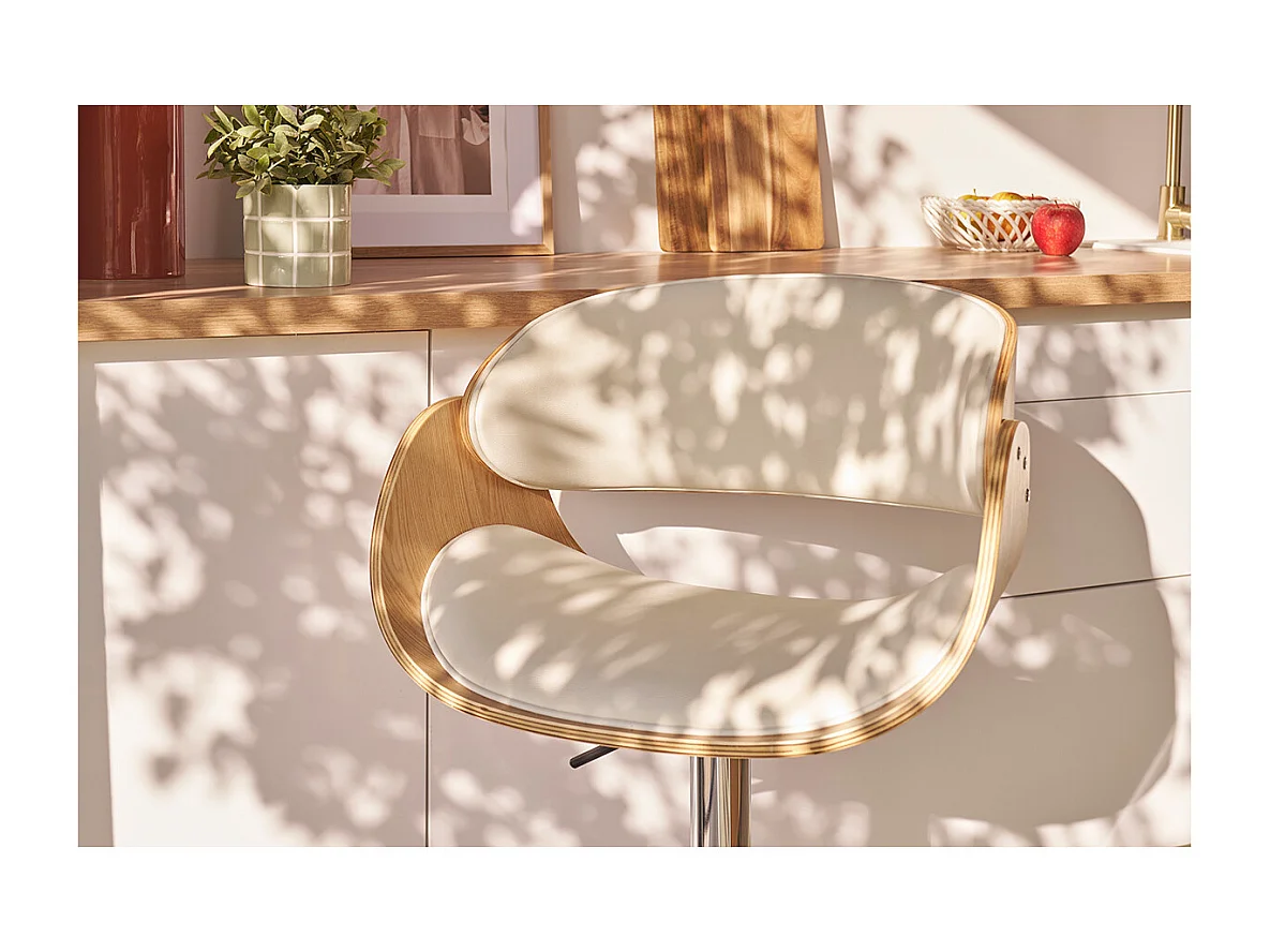 Design-Barhocker Weiß und helles Holz BENT