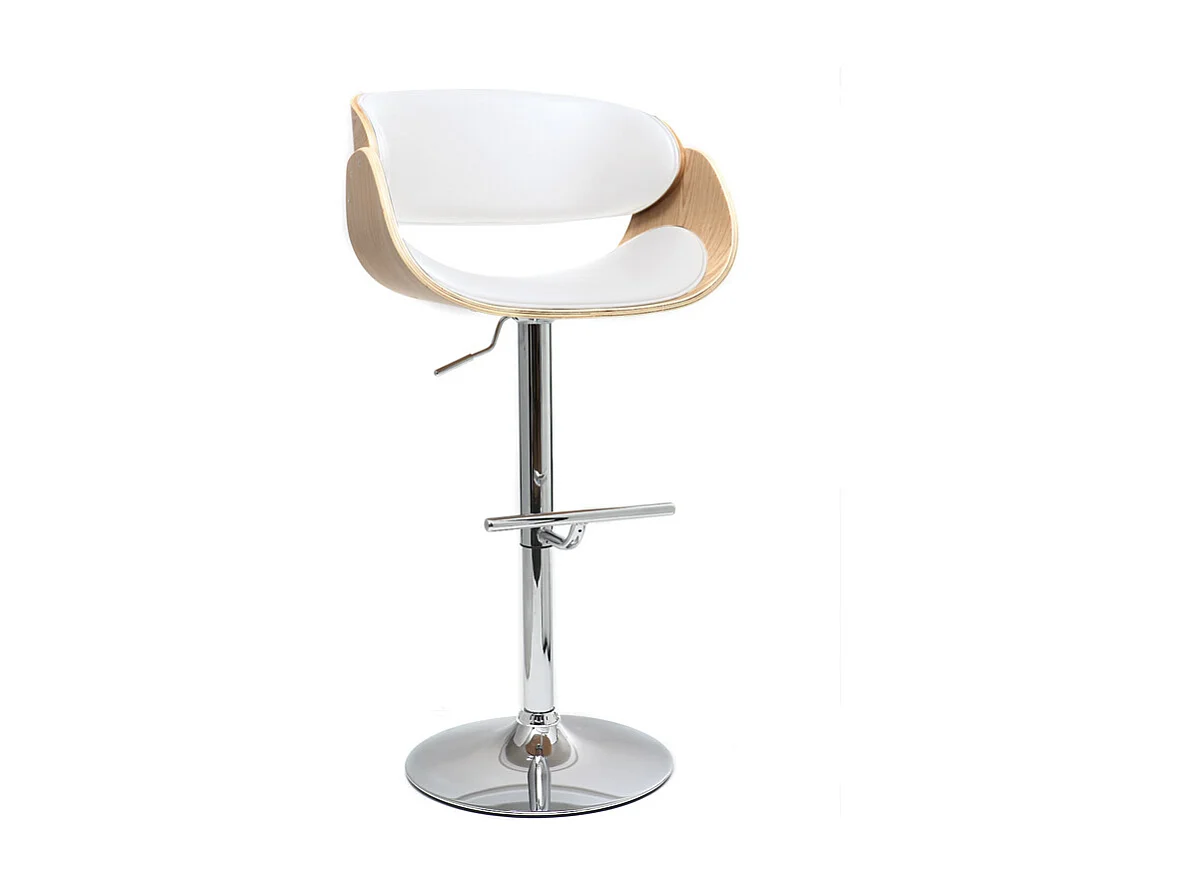 Design-Barhocker Weiß und helles Holz BENT