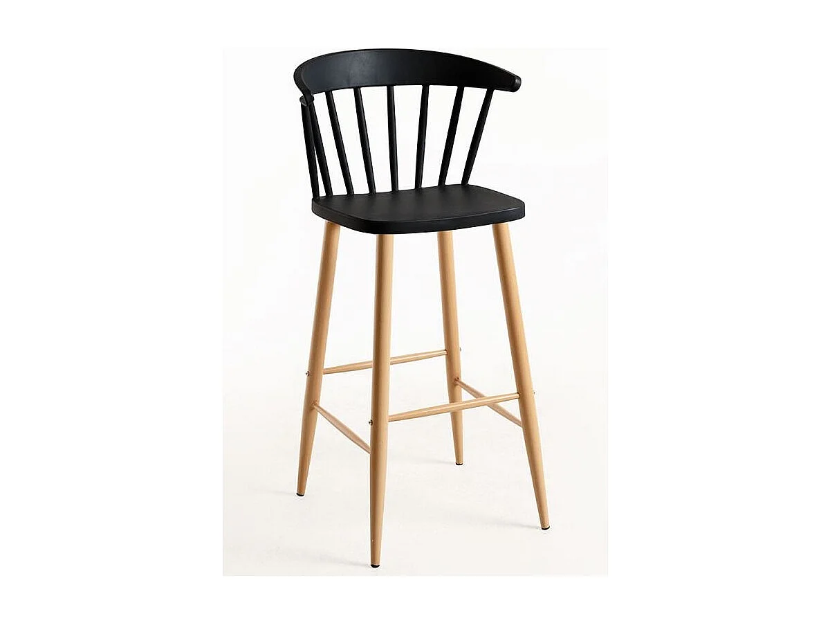 Silla de bar negra con patas de metal efecto natural Kury 77 cm