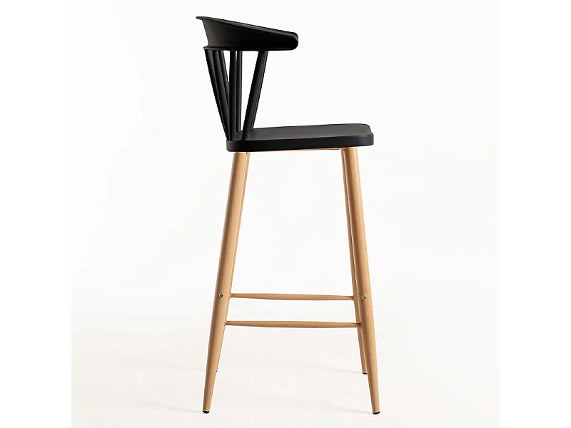 Silla de bar negra con patas de metal efecto natural Kury 77 cm